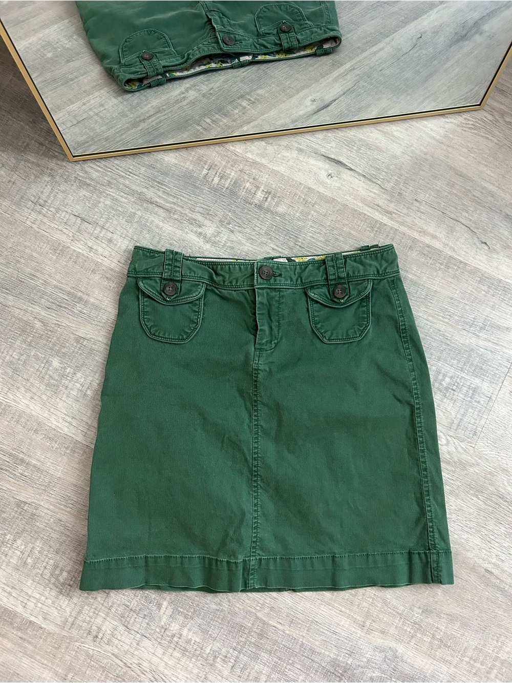 Vintage Old Navy Green Utility Cargo Mini Skirt Cotton Twill Y2K Gorpcore Size 4